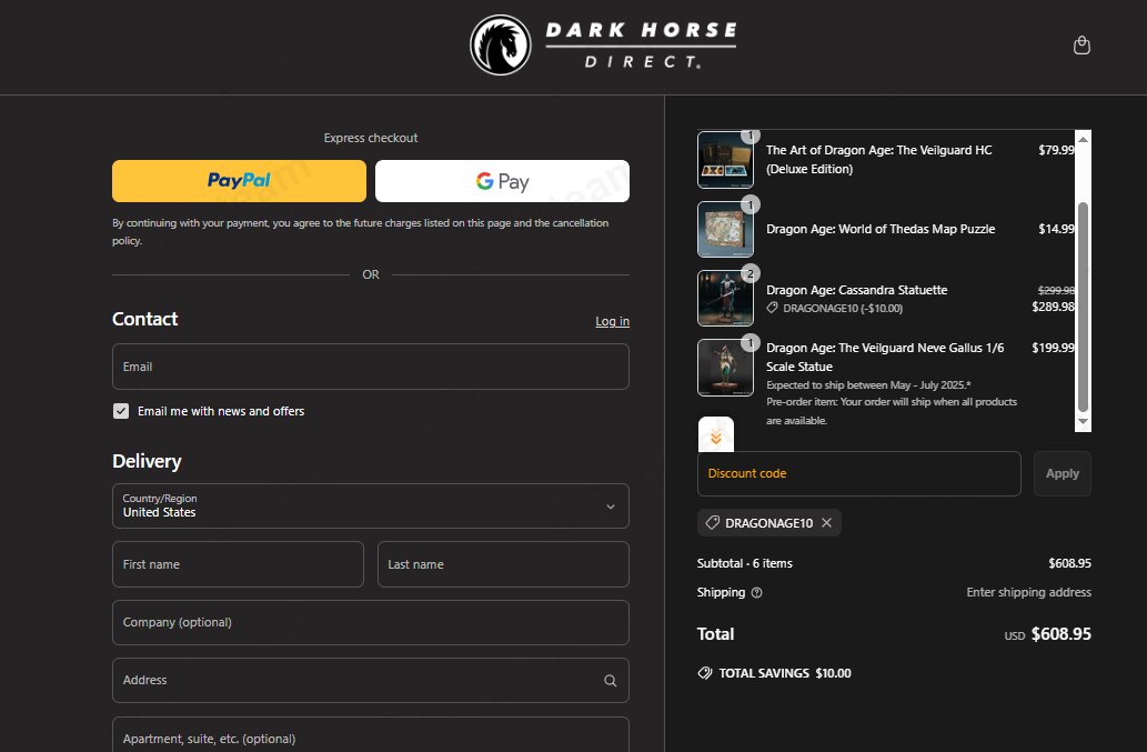 Dark Horse Direct coupon code: 10% off with DRAGONAGE10. Tested and valid as 1 year ago.