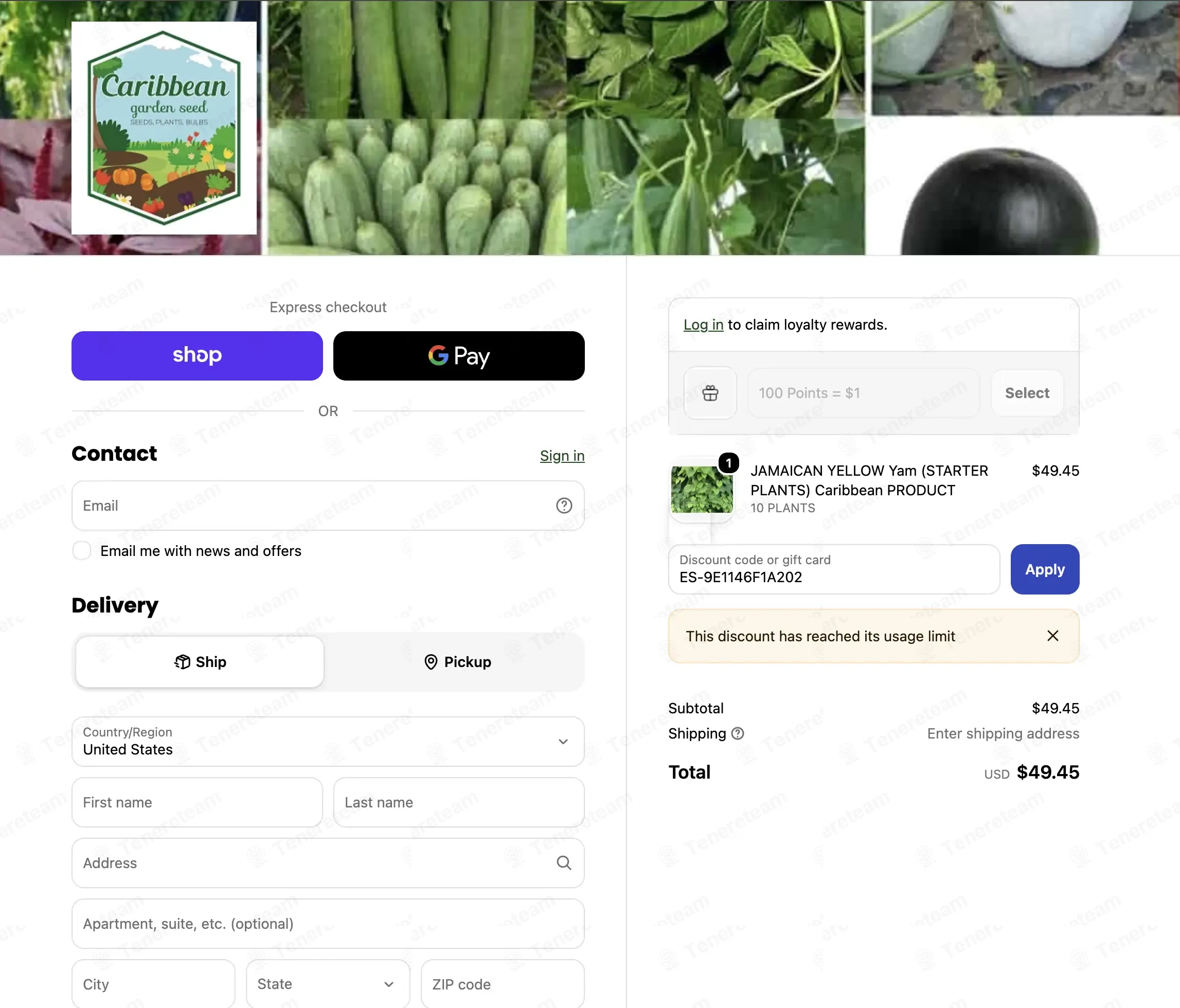 Caribbean Garden Seed coupon code: 20% off with ES-9E1146F1A202. Tested and valid as 1 month ago.