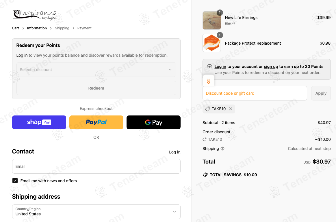 Inspiranza Designs coupon code: $10 off with TAKE10. Tested and valid as 1 year ago.