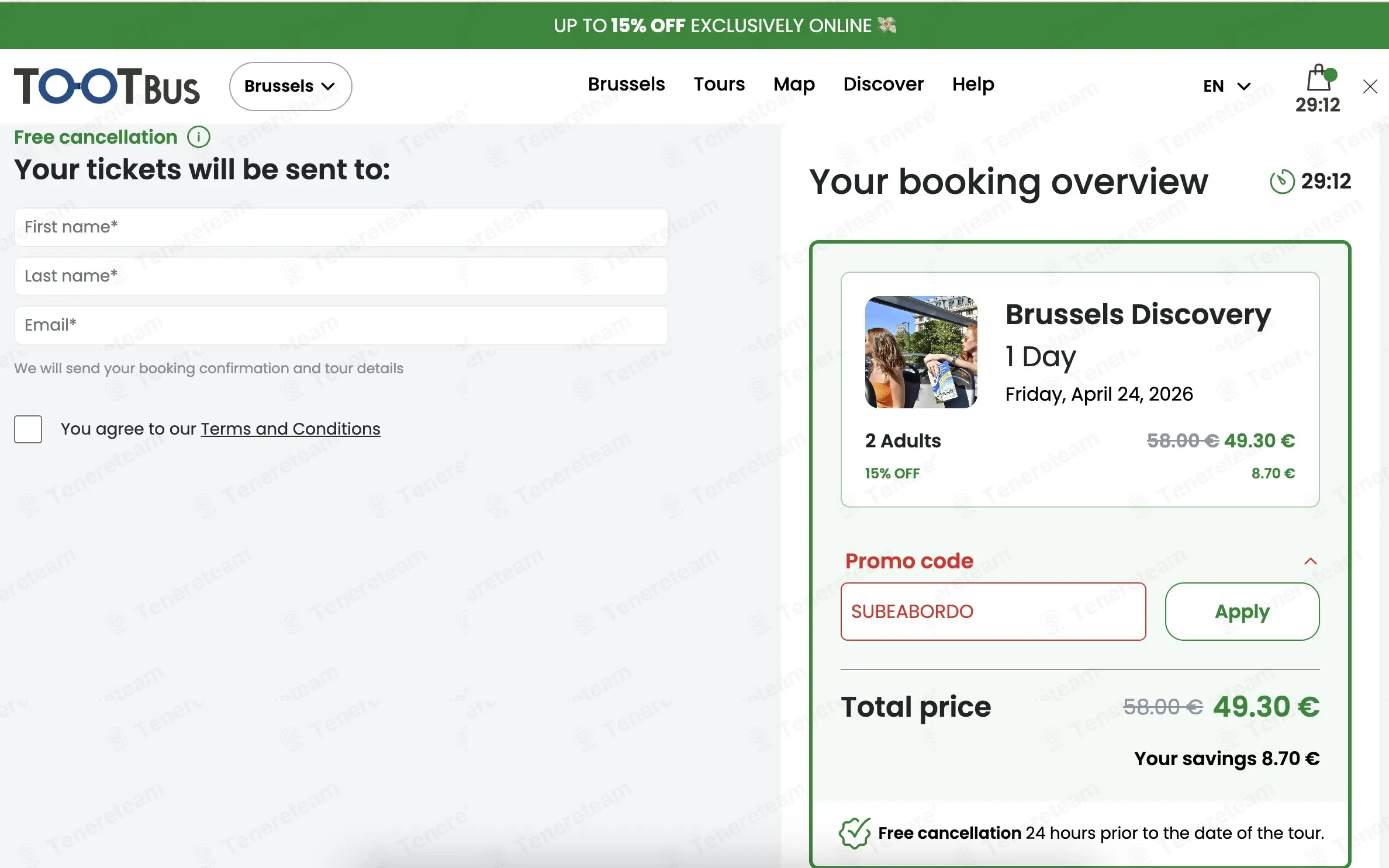 Tootbus coupon code: 15% off with SUBEABORDO. Tested and valid as 1 month ago.