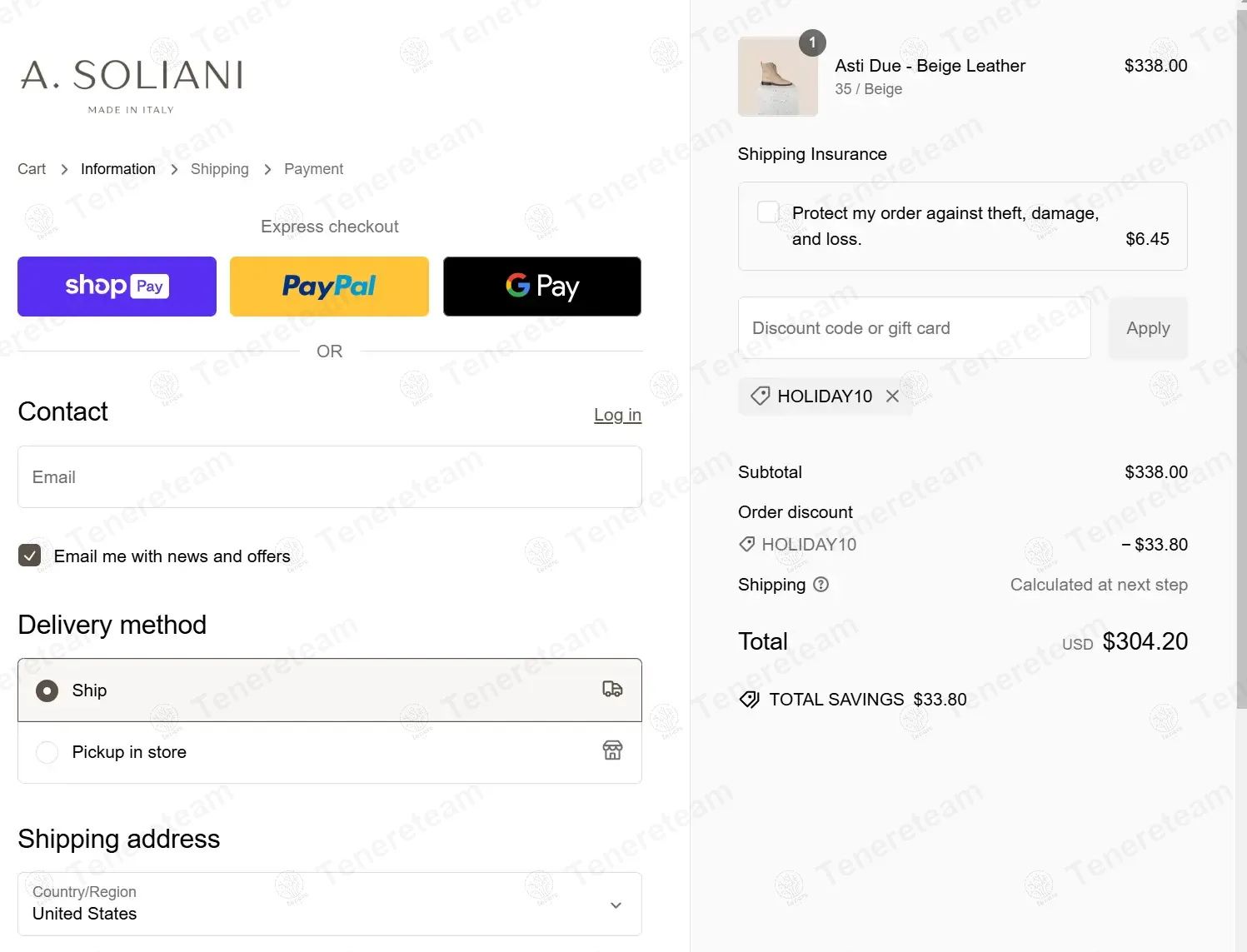 A Soliani apply coupon code