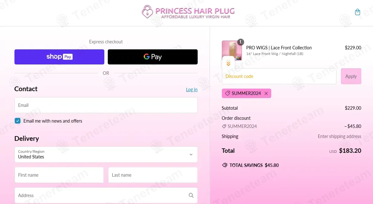 Princess Hair Plug coupon code: 20% off with SUMMER2024. Tested and valid as 1 year ago.