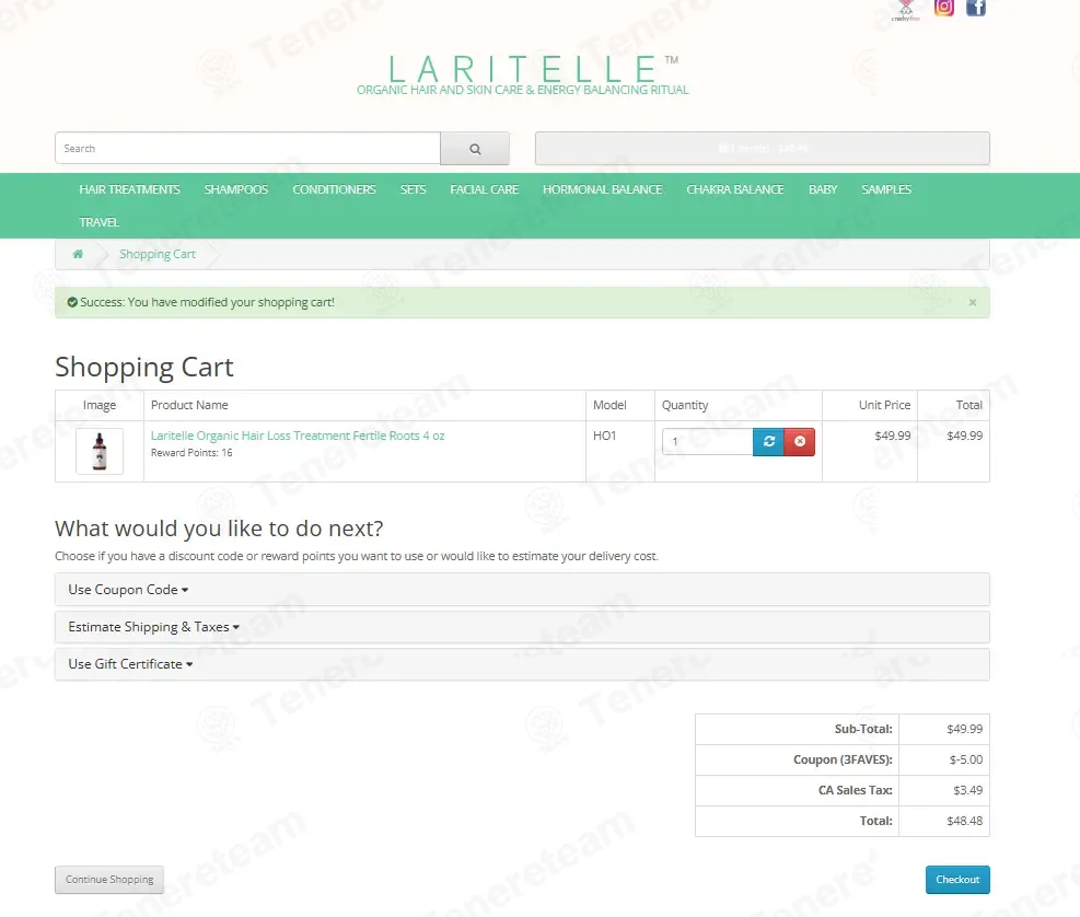 LARITELLE coupon code: 10% off with 3FAVES. Tested and valid as 2 weeks ago.