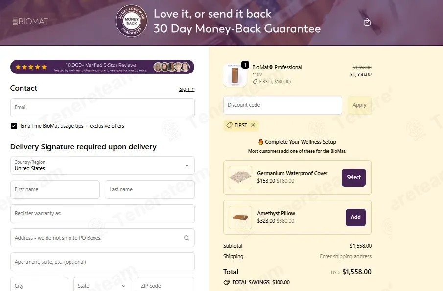 BioMat coupon code: $100 off with FIRST100. Tested and valid as 4 months ago.