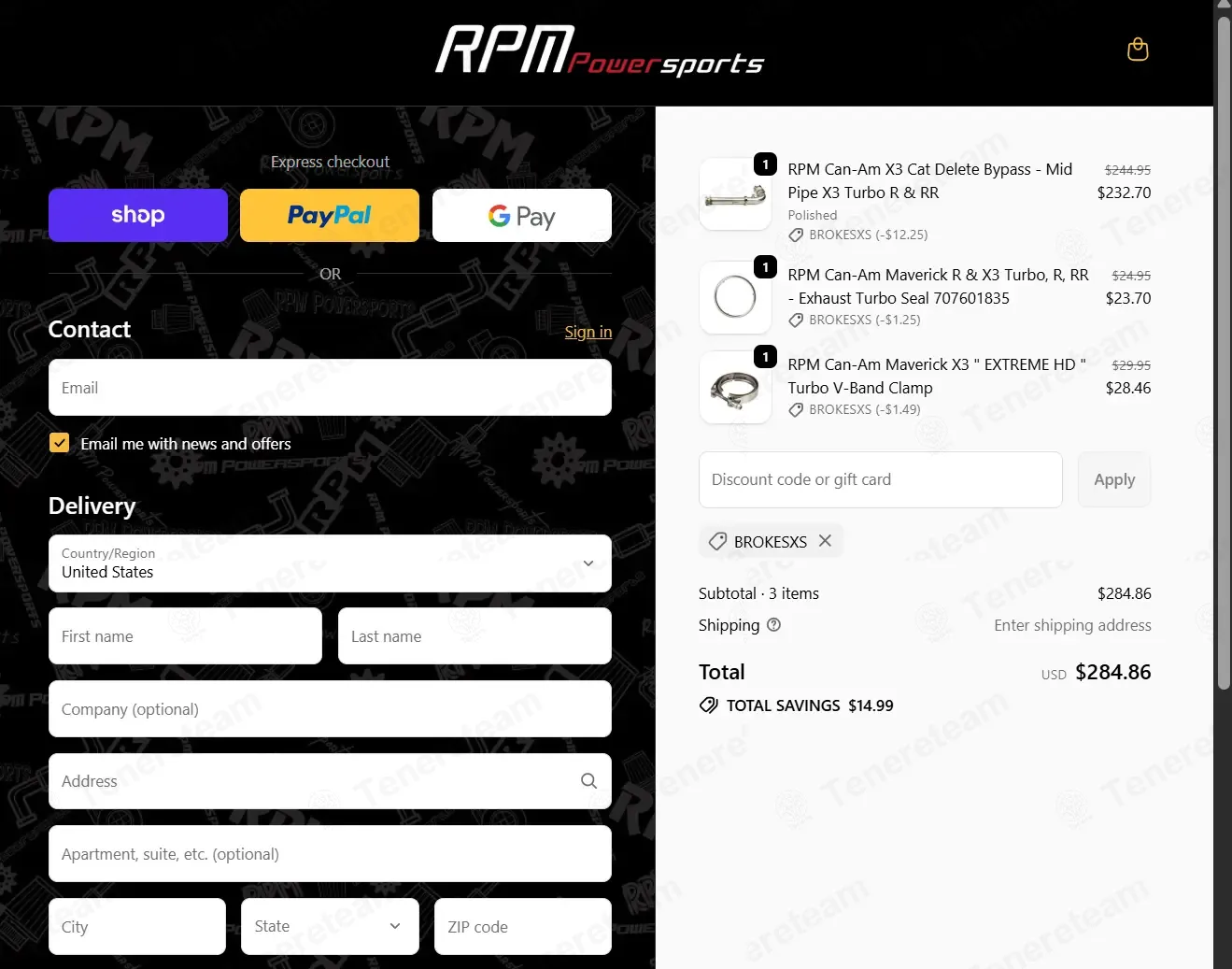 RPM SXS coupon code: 5% off with brokesxs. Tested and valid as 8 months ago.