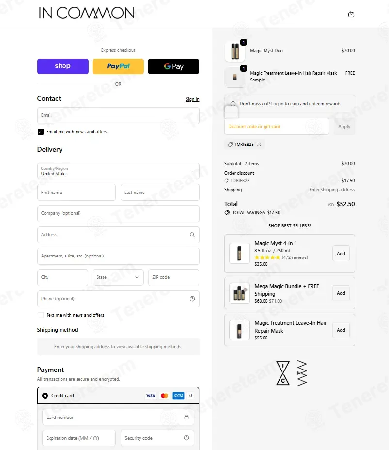 In Common Beauty coupon code: 25% off with TORIEB25. Tested and valid as 6 days ago.