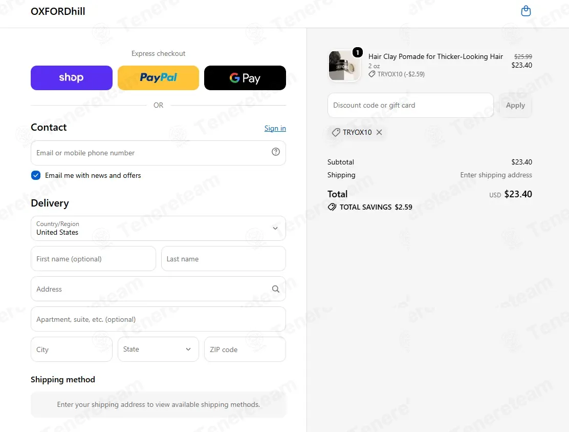 OXFORDhill coupon code verified as working at checkout