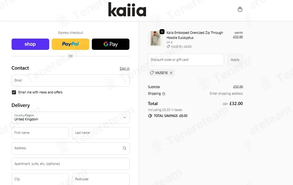 Kaiia The Label coupon code: 20% off with MUSE18. Tested and valid as 1 month ago.