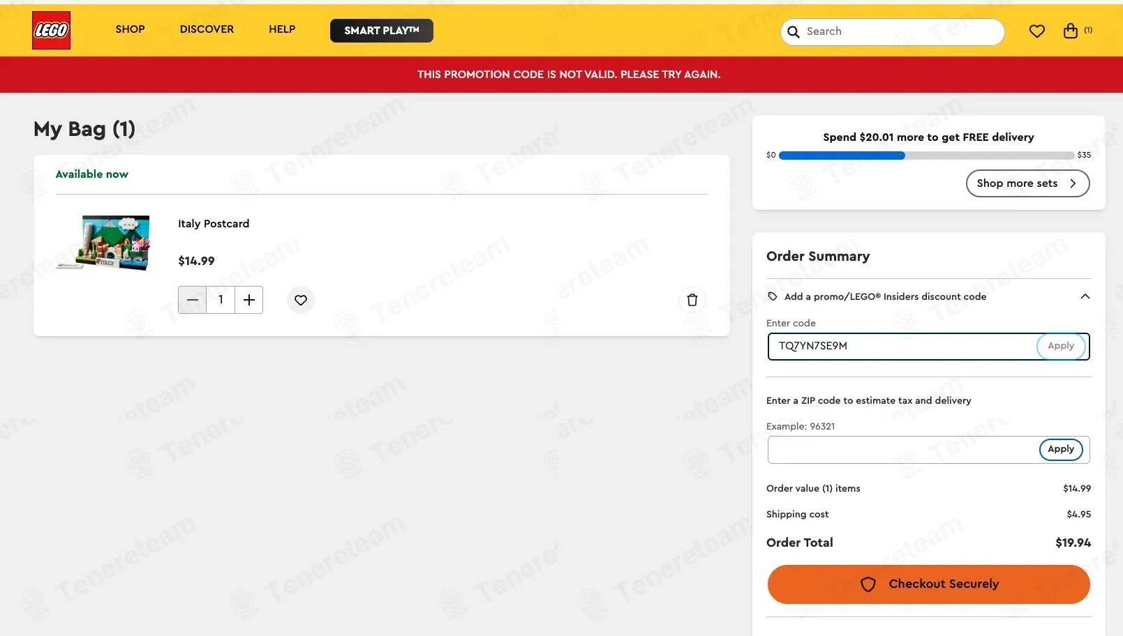 LEGO coupon code: Sale off with TQ7YN7SE9M. Tested and valid as 2 days ago.