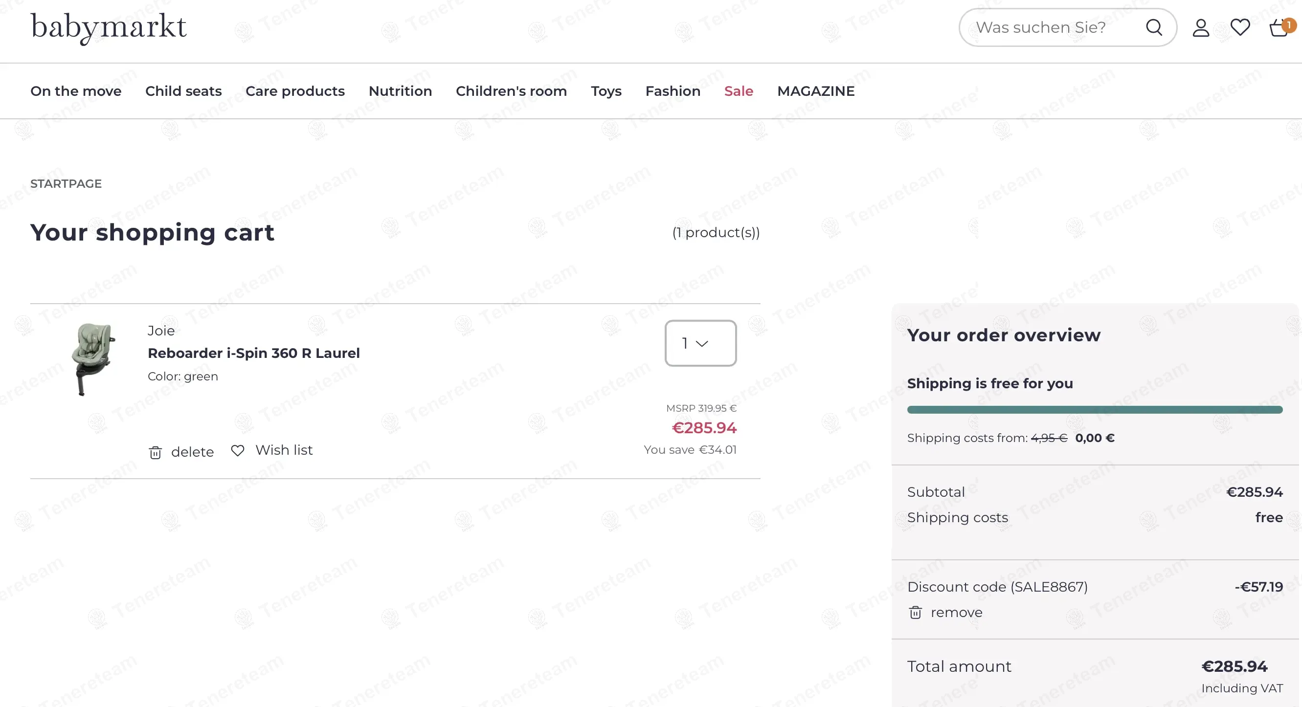 Baby Markt coupon code: 20% off with SALE8867. Tested and valid as 1 year ago.