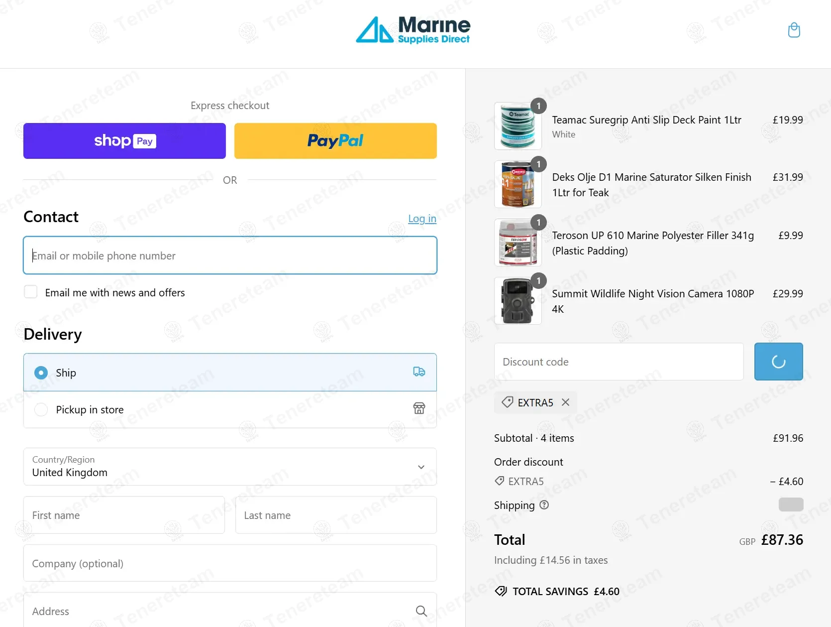 Marine Supplies Direct coupon code: 5% off with EXTRA5. Tested and valid as 1 year ago.