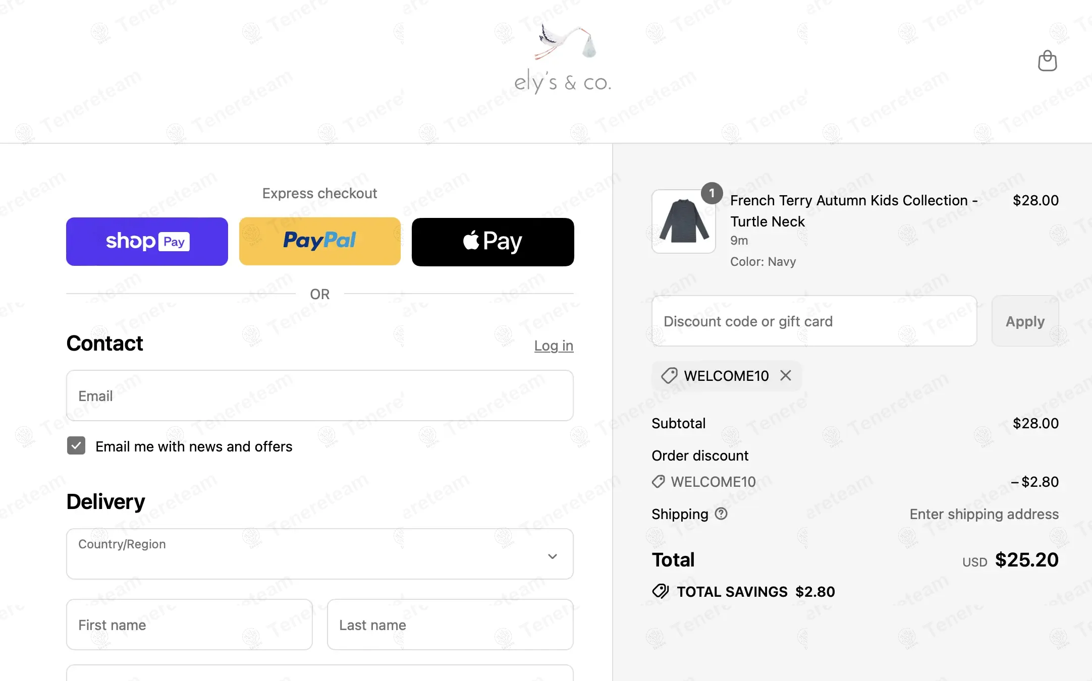 Ely's and Co. apply coupon code