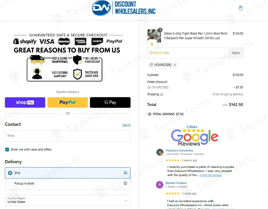 Discount Wholesalers Inc. coupon code: 5% off with {YOURCODE}. Tested and valid as 1 year ago.