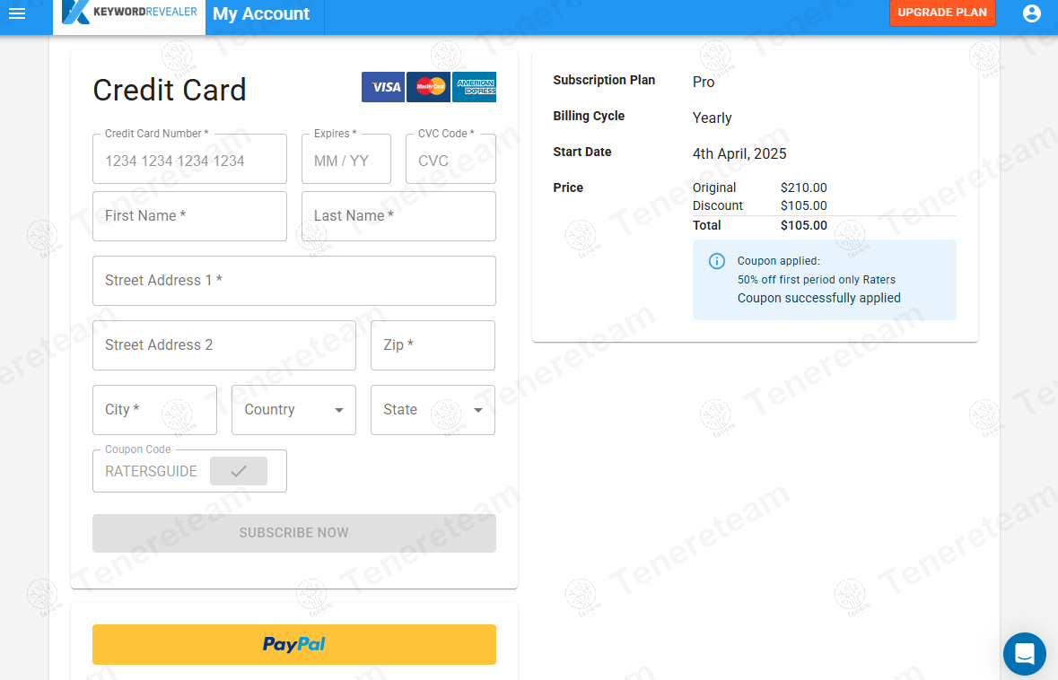 Keyword Revealer coupon code: 50% off with RATERSGUIDE. Tested and valid as 1 year ago.