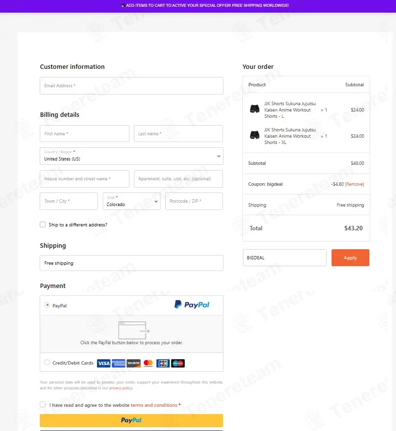 Anime Gym Gear coupon code: 10% off with BIGDEAL. Tested and valid as 5 months ago.