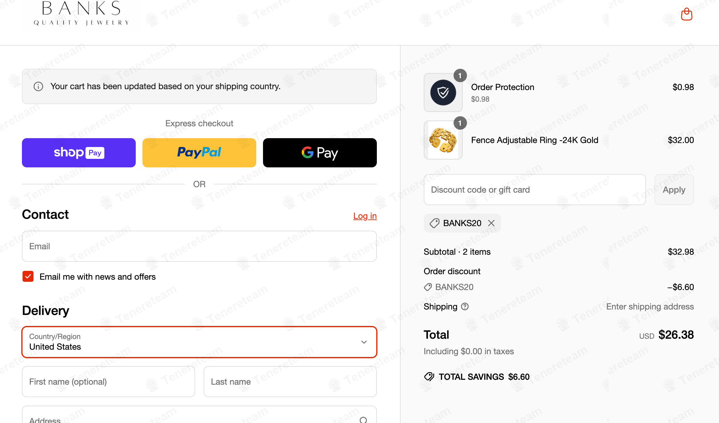 Banks Jewelry coupon code: 20% off with BANKS20. Tested and valid as 1 year ago.