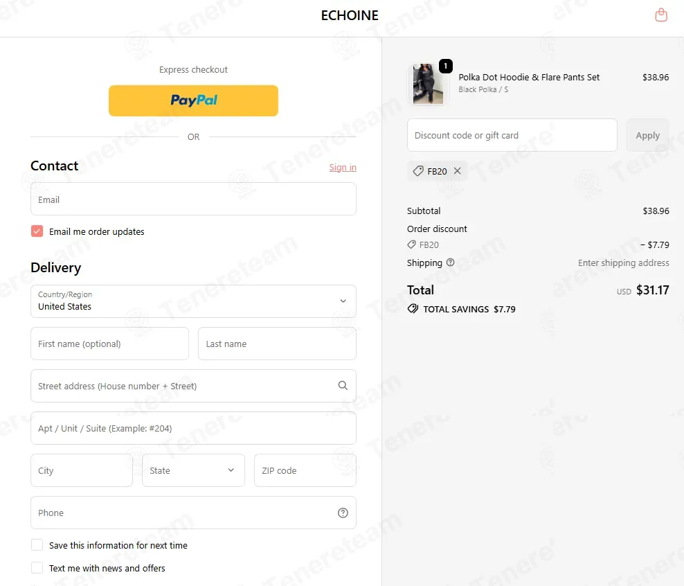 Echoine coupon code: 20% off with FB20. Tested and valid as 2 weeks ago.