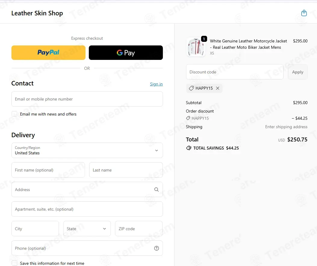 Leather Skin Shop coupon code: 15% off with HAPPY15. Tested and valid as 4 days ago.