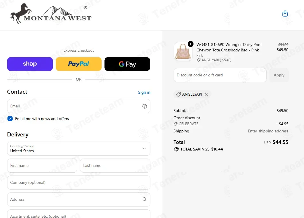 Montana West USA coupon code: 10% off with ANGELYARI. Tested and valid as 4 weeks ago.