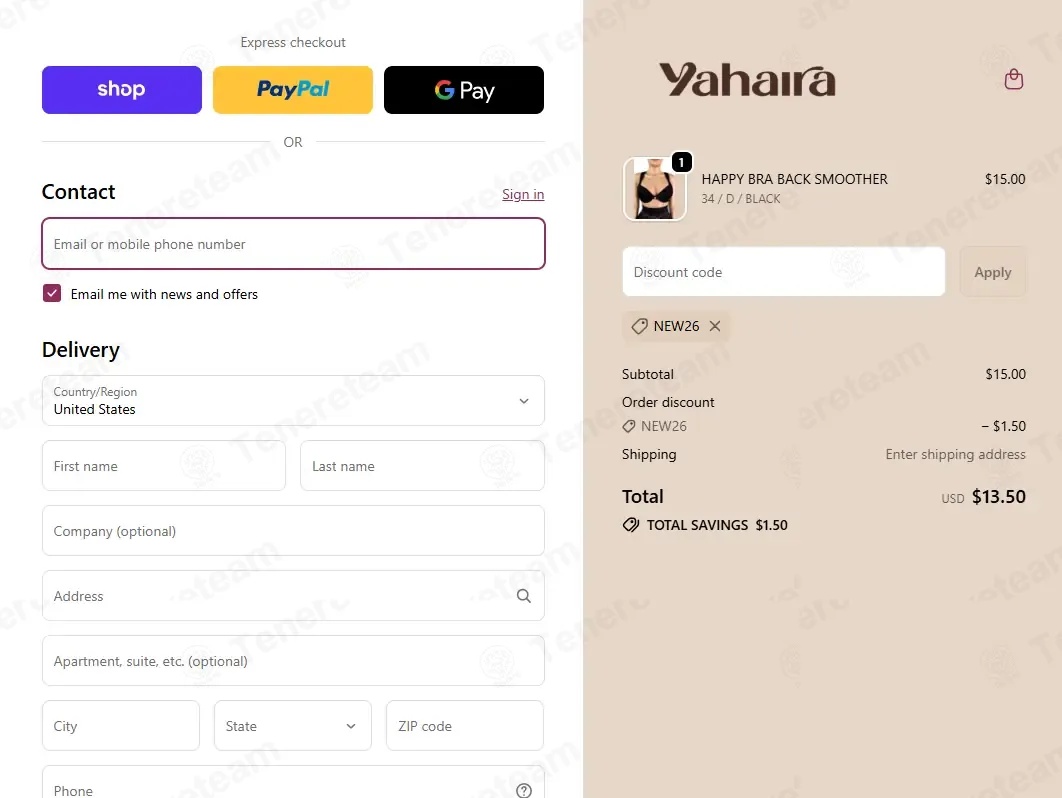 Yahaira coupon code: 10% off with NEW26. Tested and valid as 4 months ago.