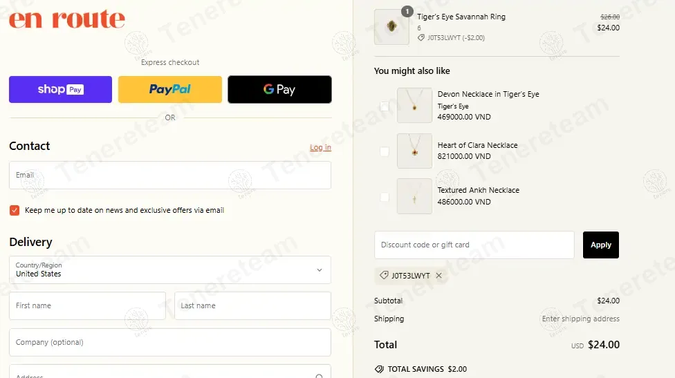 En Route Jewelry coupon code: $2 off with J0T53LWYT. Tested and valid as 1 year ago.