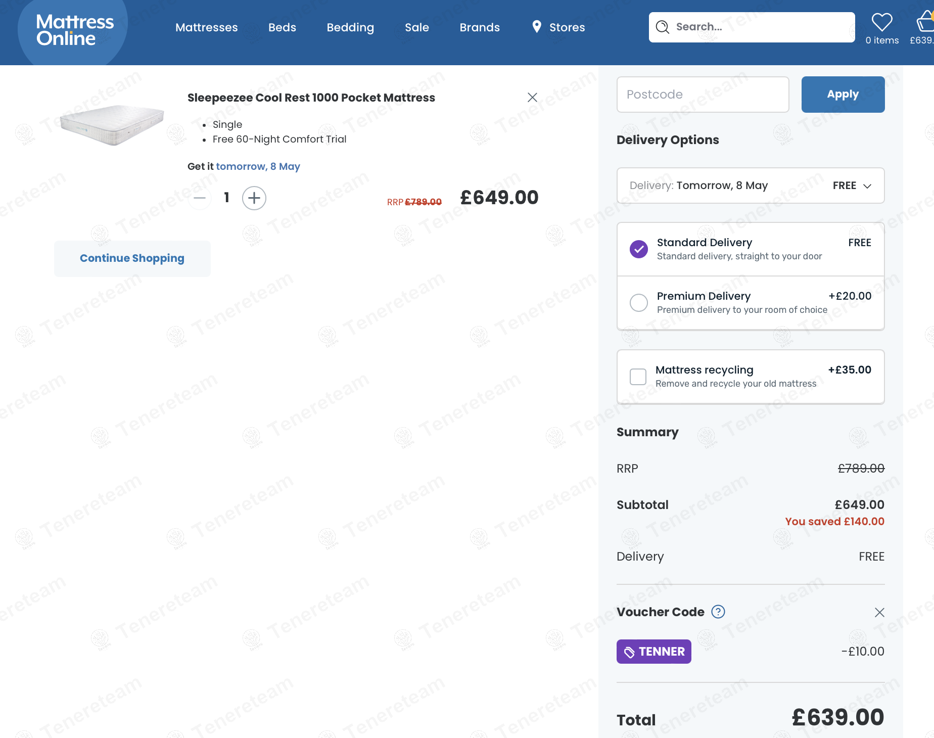 Mattress Online UK coupon code: £10 off with TENNER. Tested and valid as 1 year ago.