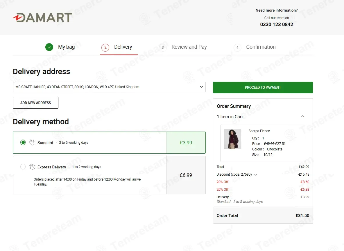 Damart coupon code: 20% off with 27590. Tested and valid as 8 months ago.