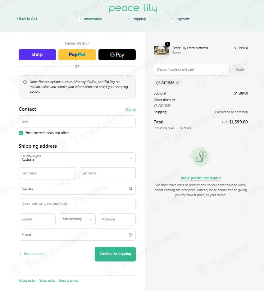 Peacelily AU coupon code: 10% off with ASTHMA. Tested and valid as 1 month ago.