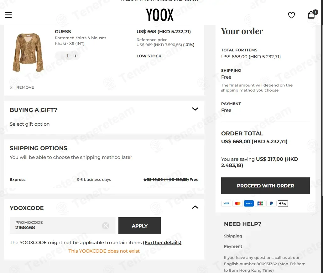YOOX coupon code: 75% off with 2168468. Tested and valid as 3 weeks ago.
