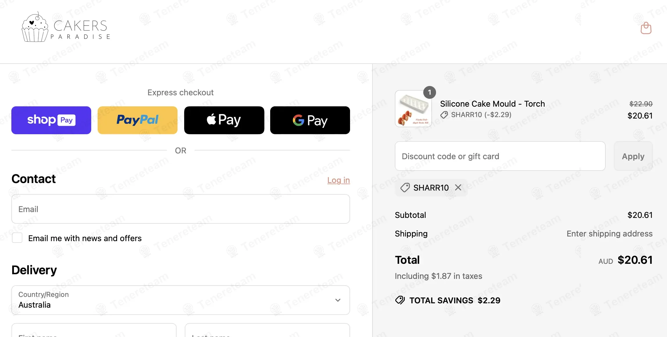 Cakers Paradise coupon code: 10% off with SHARR10. Tested and valid as 8 months ago.