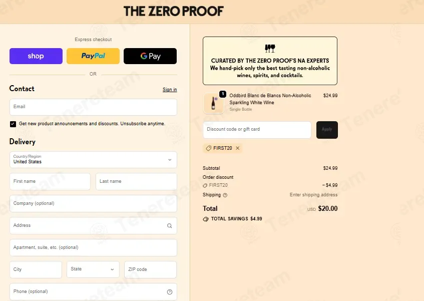 The Zero Proof coupon code: 20% off with FIRST20. Tested and valid as 56 minutes ago.