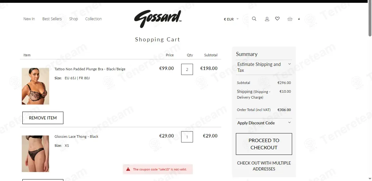 Gossard.com coupon code re-checked and confirmed working at checkout