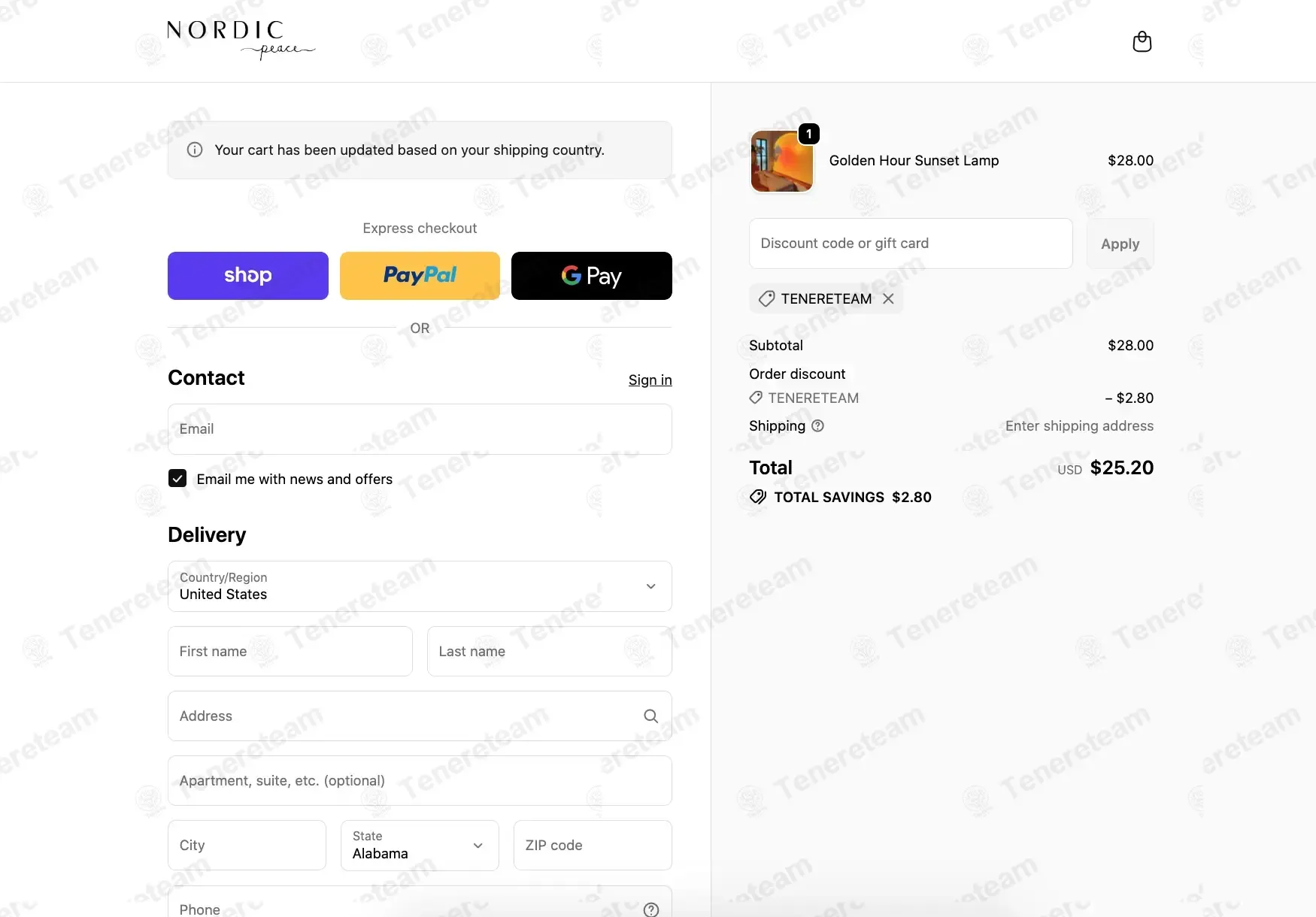 Nordic Peace coupon code: 10% off with TENERETEAM. Tested and valid as 1 month ago.