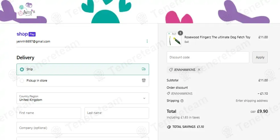 Amy's pet supplies coupon code: 10% off with JENNHAWKINS. Tested and valid as 1 year ago.