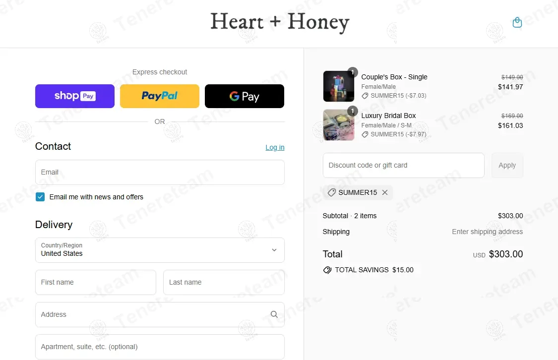 Heart and Honey coupon code: $15 off with SUMMER15. Tested and valid as 9 months ago.