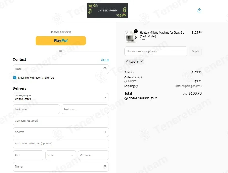 Hantop UnitedFarm coupon code: 5% off with 10OFF. Tested and valid as 2 days ago.