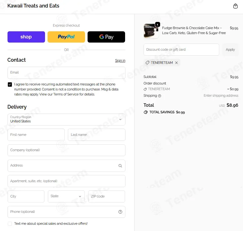 Kawaii Treats And Eats coupon code: 10% off with TENERETEAM. Tested and valid as 1 month ago.