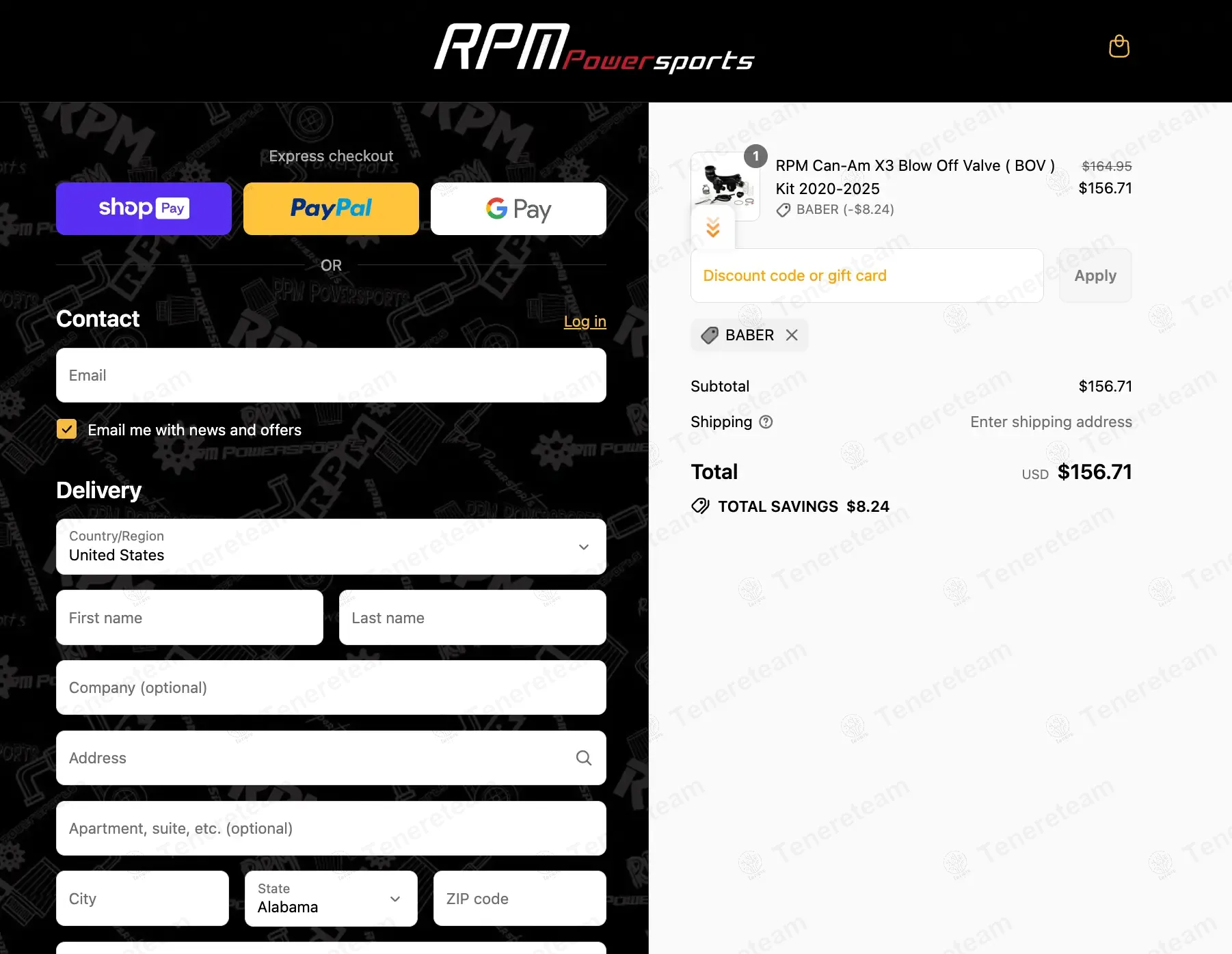 RPM SXS coupon code: 5% off with BABER. Tested and valid as 11 months ago.