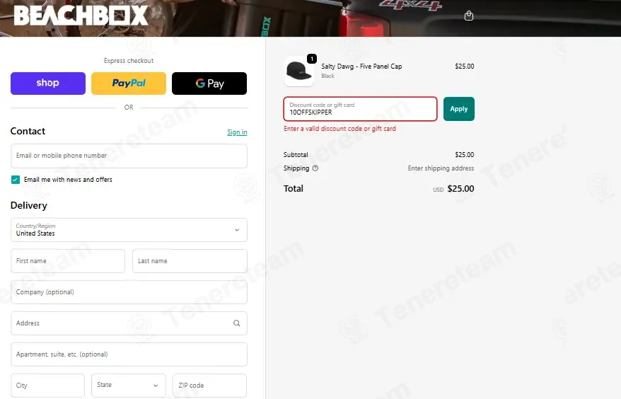 The Beach Box coupon code: 10% off with 10OFFSKIPPER. Tested and valid as 1 month ago.