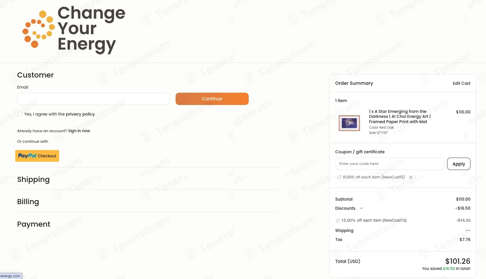 Change Your Energy coupon code: 15% off with NewCust15. Tested and valid as 1 month ago.