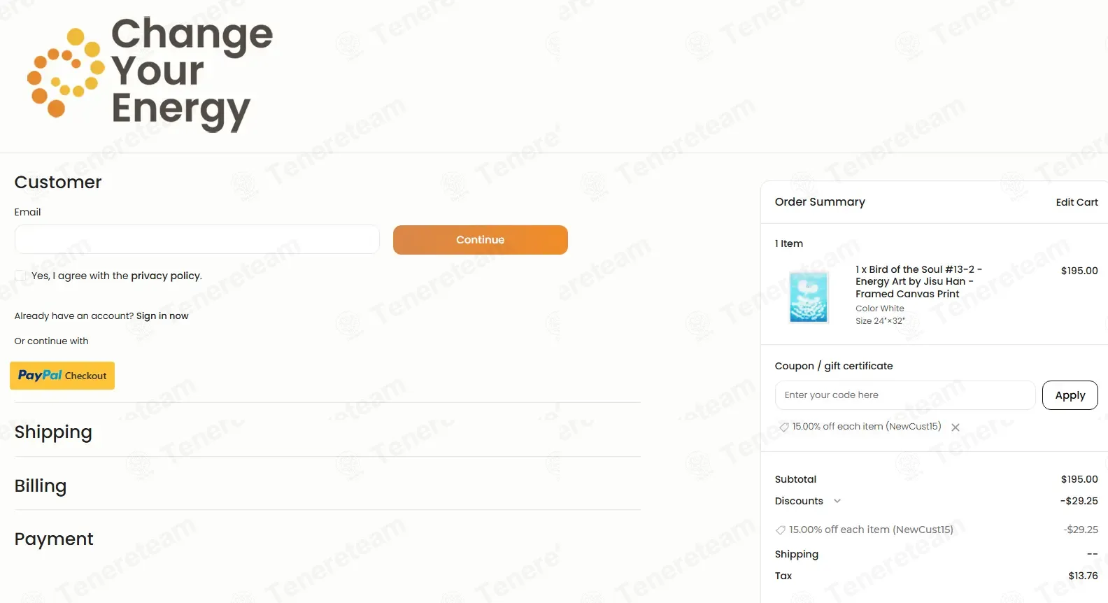 Change Your Energy coupon code: 15% off with NewCust15. Tested and valid as 1 month ago.