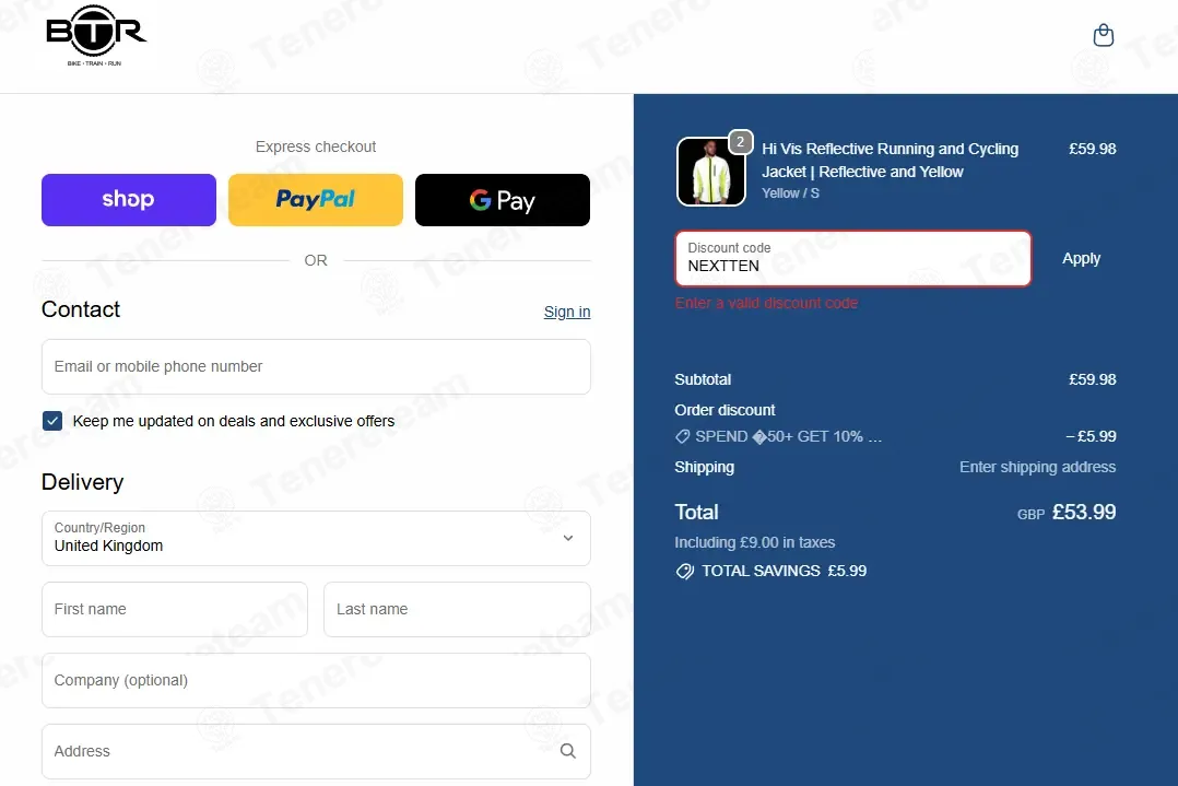 BTR Sports coupon code: 10% off with NEXTTEN. Tested and valid as 2 weeks ago.