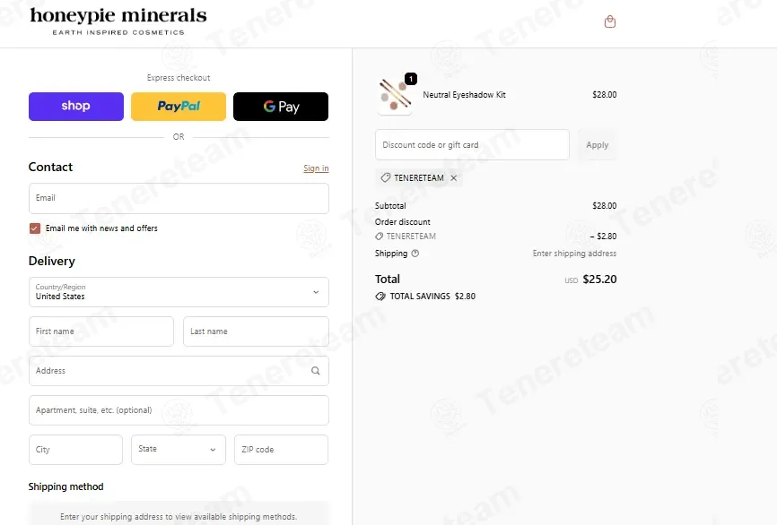 Honeypie Minerals coupon code: 10% off with TENERETEAM. Tested and valid as 3 hours ago.