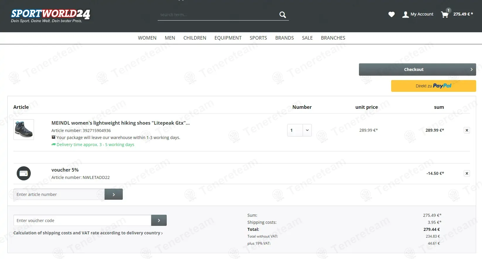 SportWorld24 DE coupon code: 5% off with NWLETADD22. Tested and valid as 1 year ago.