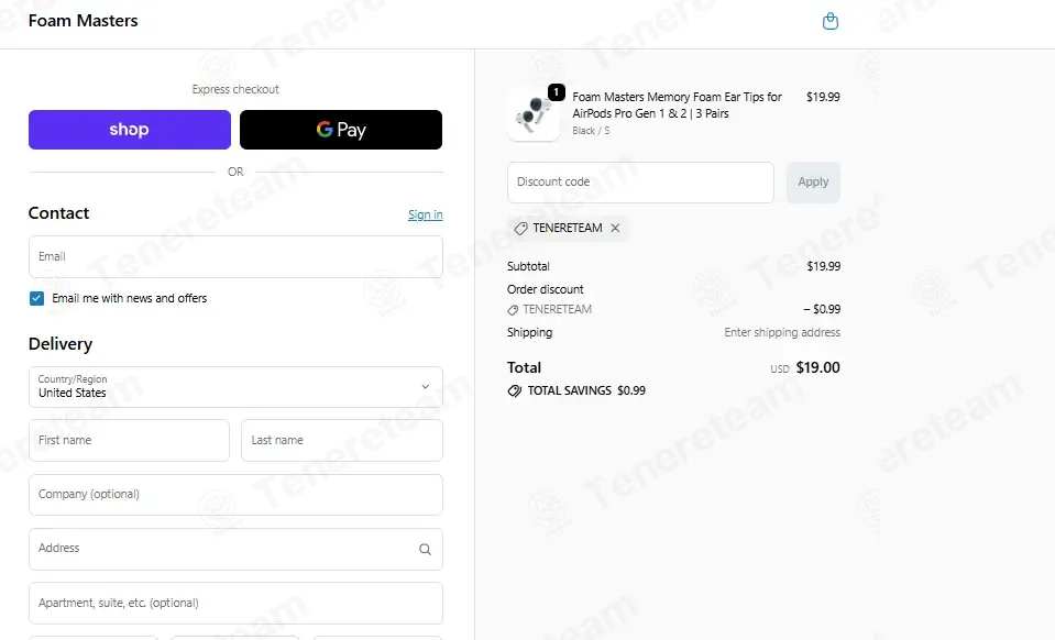 Foam Masters coupon code: 5% off with TENERETEAM. Tested and valid as 1 month ago.