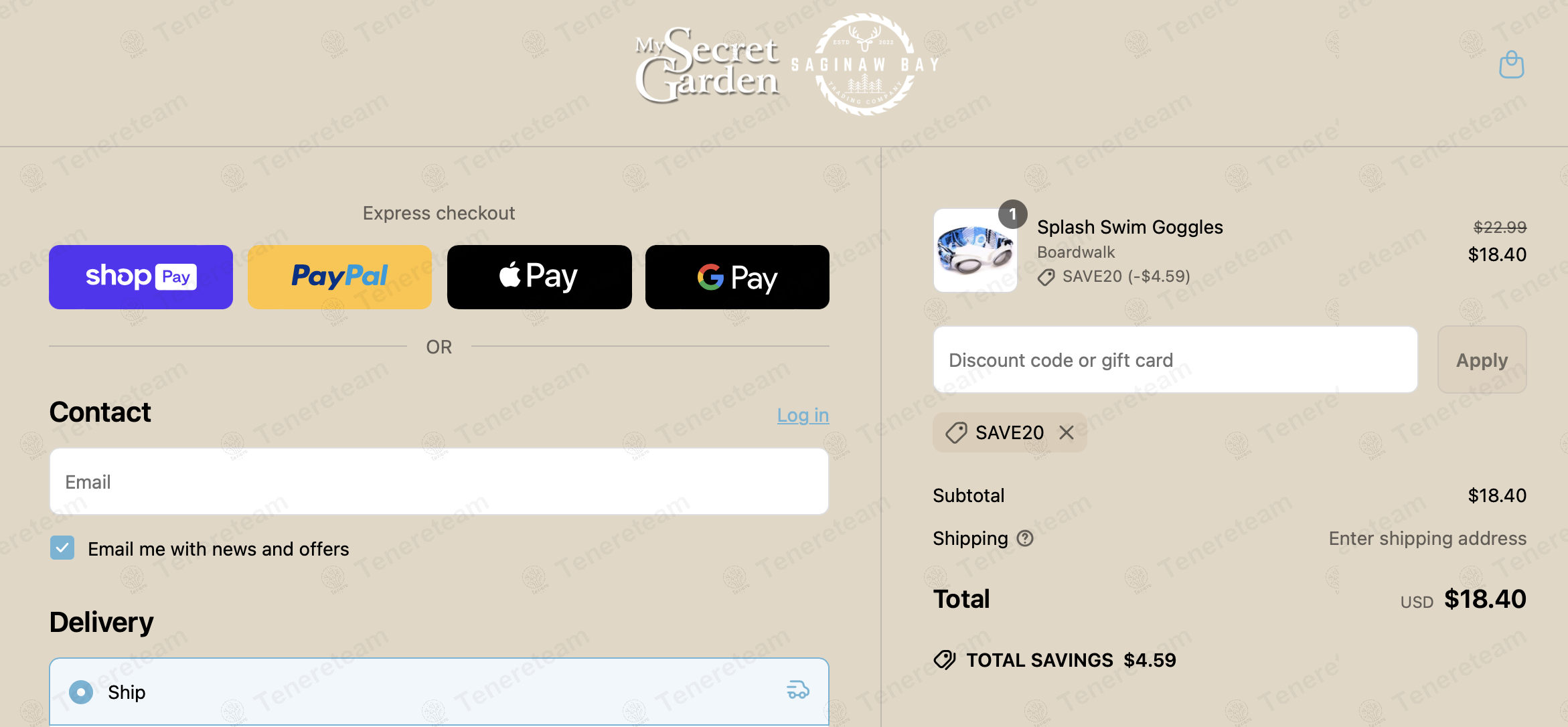 My Secret Garden coupon code: 20% off with SAVE20. Tested and valid as 1 year ago.