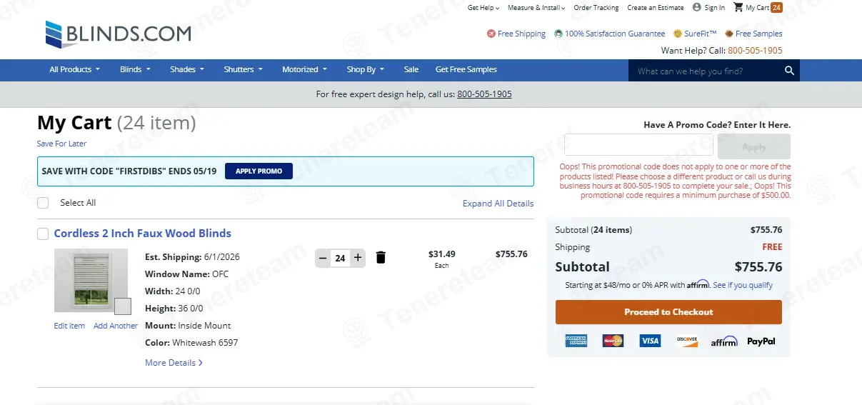 Blinds.com coupon code: $75 off with WELCOMEFRIEND75. Tested and valid as 1 month ago.
