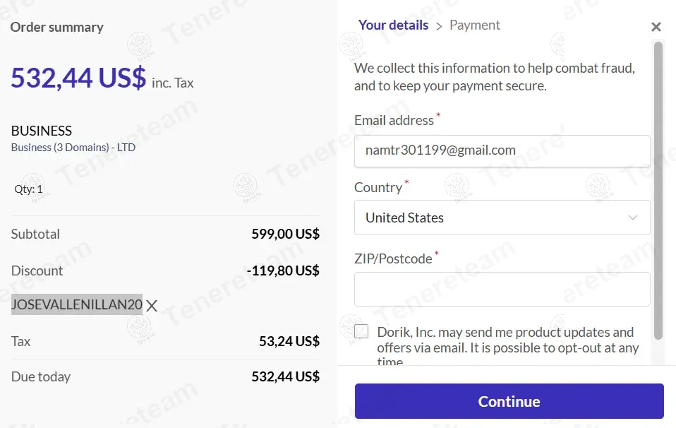Dorik apply coupon code