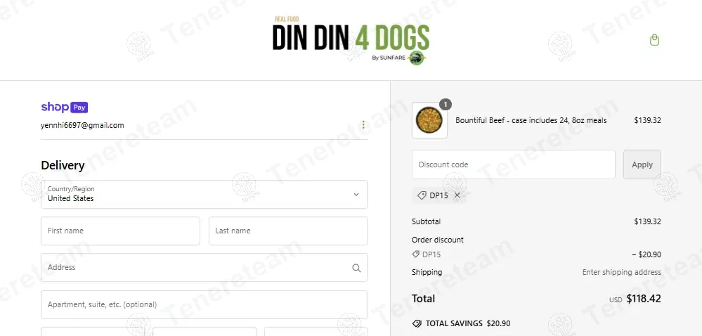 Din Din 4 Dogs coupon code: 15% off with DP15. Tested and valid as 1 year ago.
