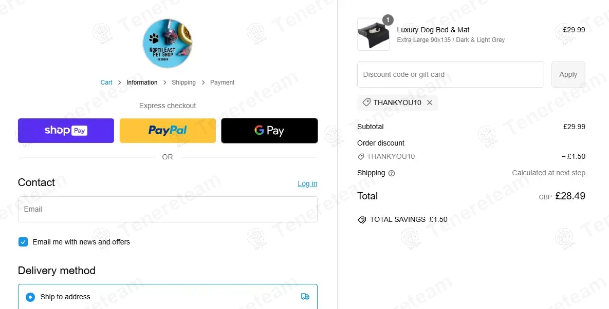 North East Pet Shop coupon code: 10% off with THANKYOU10. Tested and valid as 1 year ago.